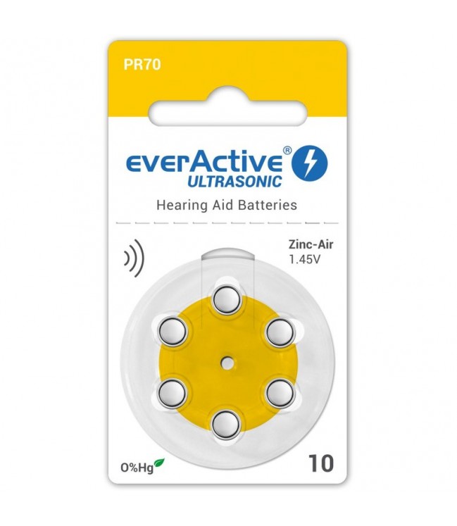 EverActive Ультразвуковые элементы для слуховых аппаратов PR70 10, 6 шт.