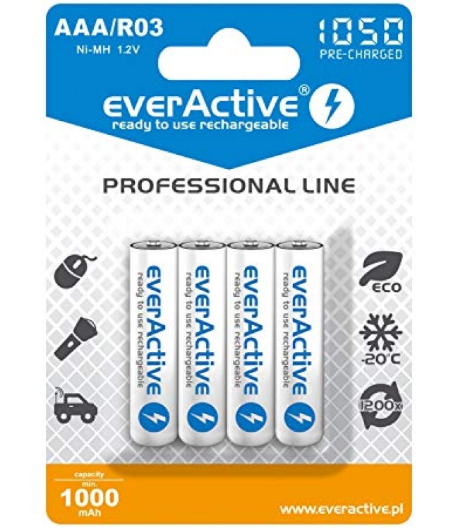 1050 mAh AAA rechargeable batteries Everactive, 4pcs.