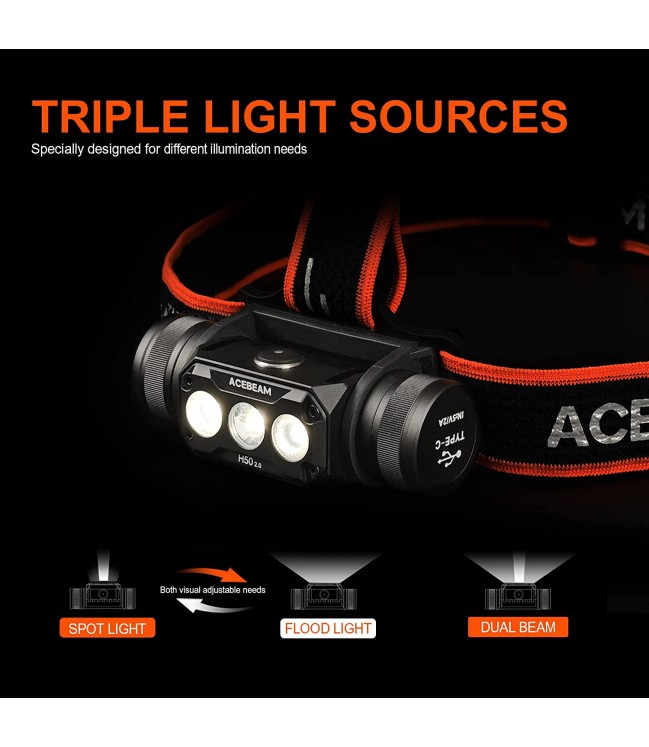 AceBeam H50 2.0 flashlight 2000lm