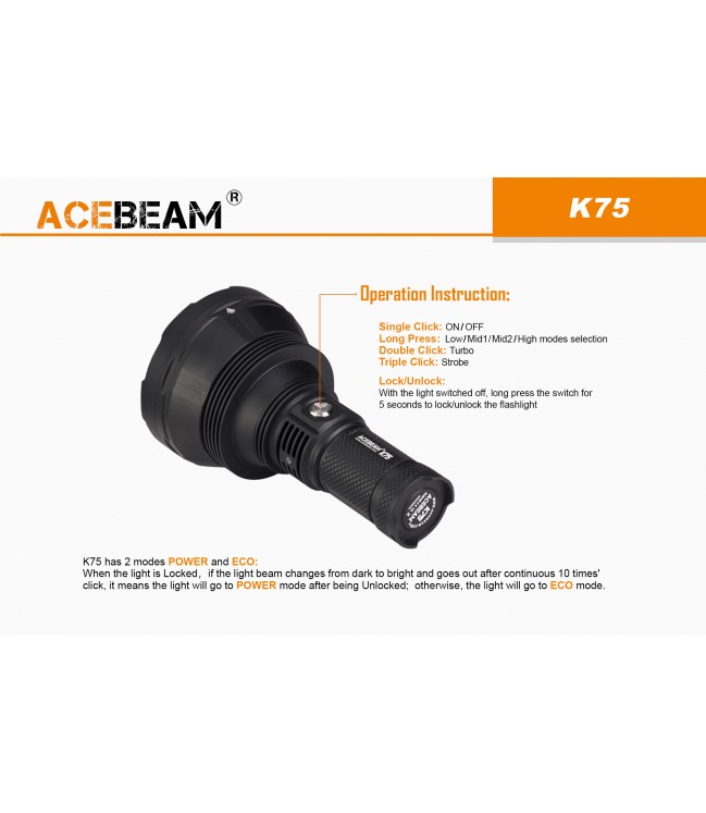 AceBeam K75 lukturis