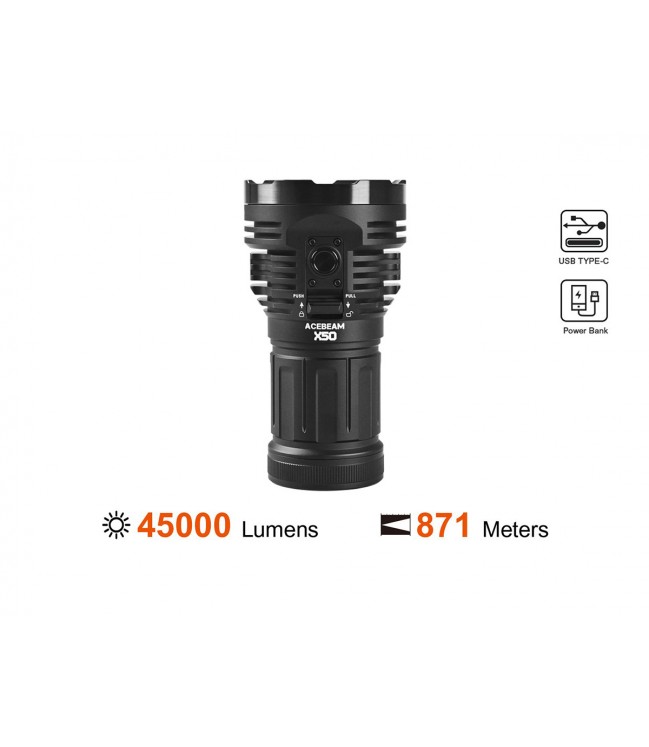 AceBeam X50 2.0 45.000lm, 6500k flashlight