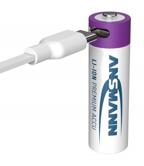 Ansmann Rechargeable batteries AA 1.5V 2000mAh (Li-Ion 3.26Wh) with USB-C socket, max discharging current 2A, 4pcs per pack 