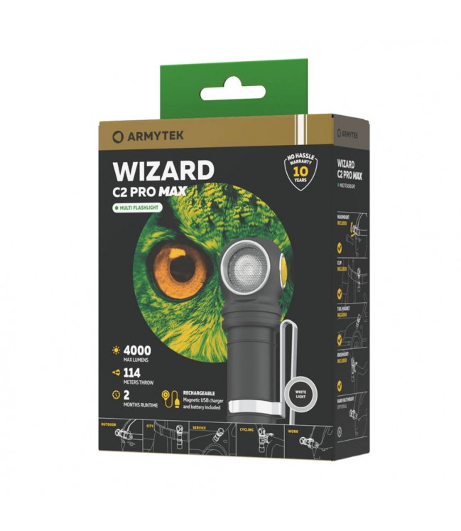 Armytek Wizard C2 Pro Max Magnet USB lukturis, silti balts