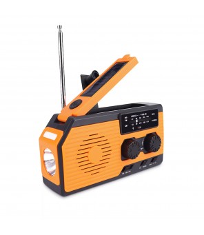 Radio with hand generator and solar battery