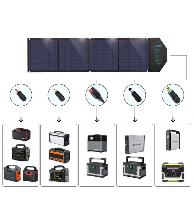 Солнечная батарея Choetech для путешествий 80 Вт, USB Type C (питание) / 2x USB (быстрая зарядка / 2,4 А) SC007