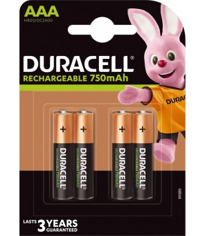DURACELL AAA 750mAh uzlādējamās baterijas 4 gab. HR03/DC2400