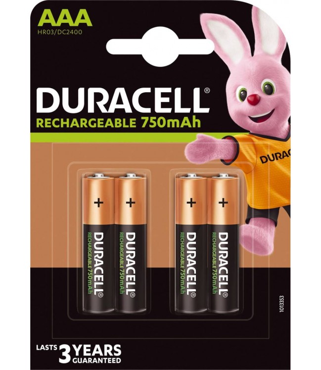 Аккумуляторы DURACELL AAA 750 мАч 4 шт. HR03/DC2400