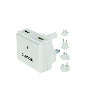 DURACELL DR6001W 2.4A + 1A Dual USB ceļojumu lādētājs