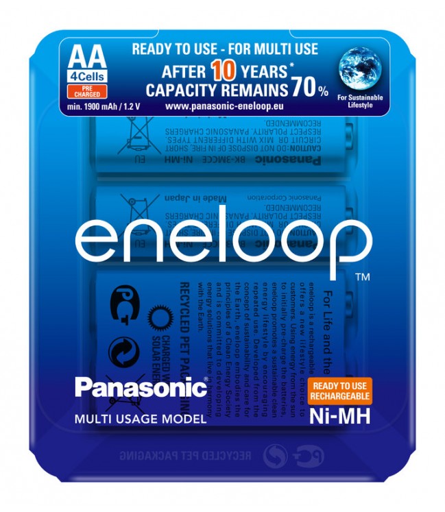 Panasonic Eneloop R6 AA 2000mAh BK-3MCCE pakraunamos baterijos, 4vnt