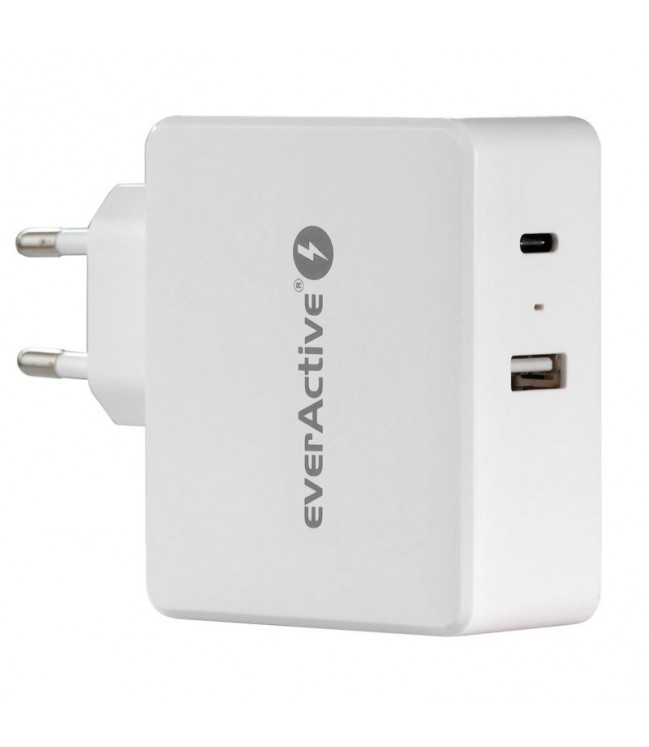 Зарядное устройство EverActive 5–12 В USB QC 3.0 и 5–20 В USB-C PD 63 Вт SC-600Q