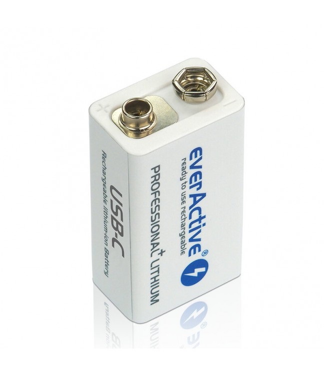 EverActive 6F22/9V Li-ion 550 mAh akumulators ar USB TYPE C savienojumu