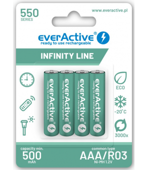 EverActive R03/AAA Ni-MH 550 mAh x 4 uzlādējamas baterijas EVHRL03-550