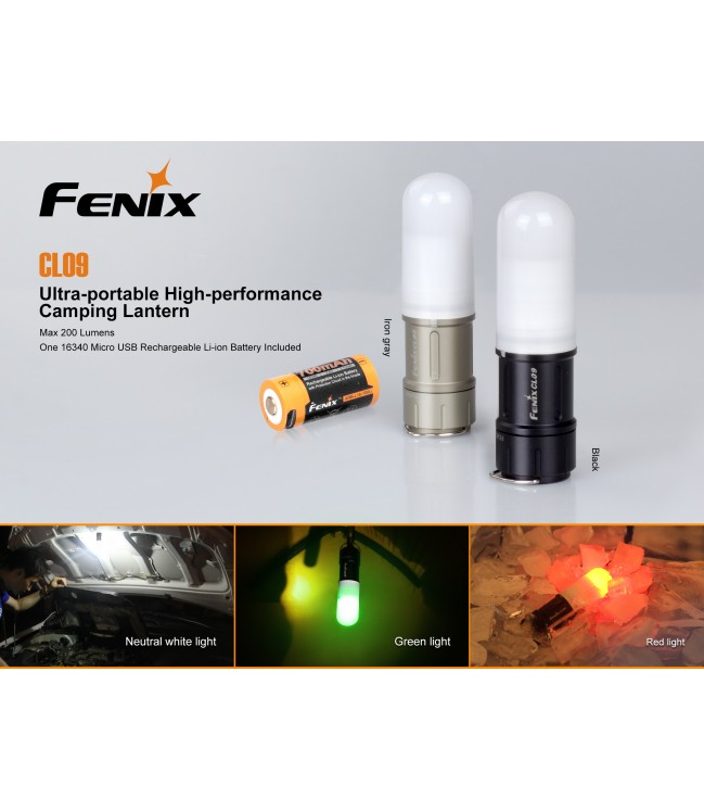 Fenix CL09 tūristu lukturis, pelēks