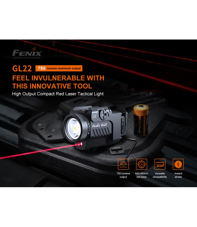 Fenix GL22 750 lm taktiskais lukturītis ar sarkanu lāzeru