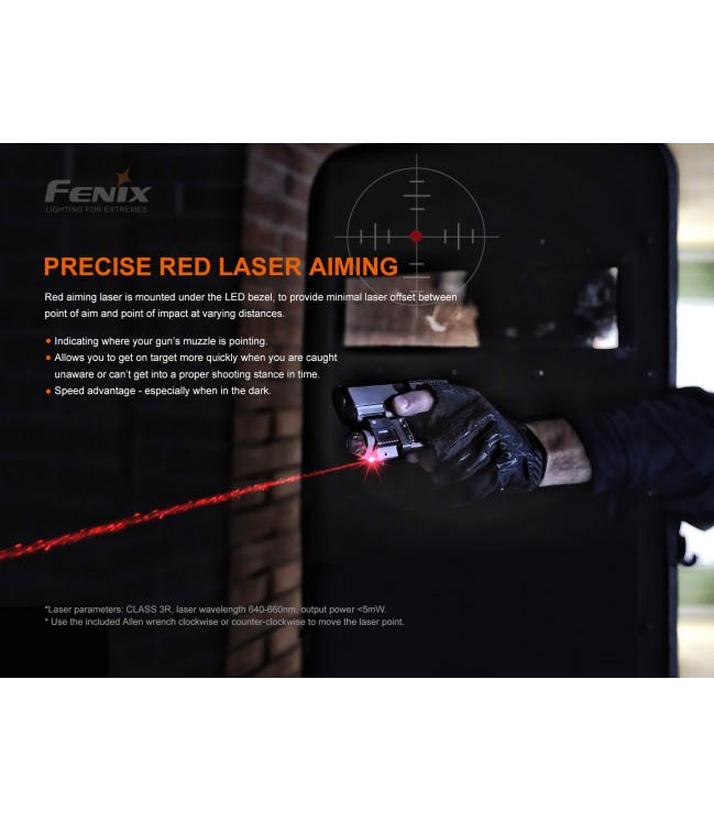 Fenix GL22 750lm tactical flashlight with red laser