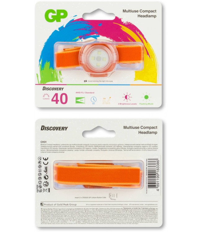 GP Discovery Headlamp with Compact Size for Multi-usage CH31, Orange