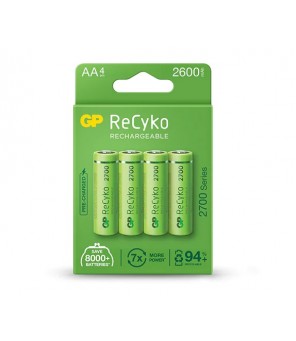 GP ReCyko akumulators 2600mAh AA (2700.sērija, 4 akumulatoru komplekts)
