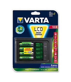Viedais lādētājs ar 4 akumulatoriem AA 2100 mah VARTA LCD 57674