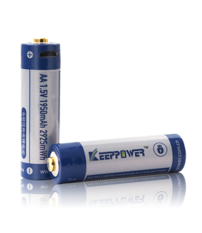 Keeppower AA 1.5 V 2925 mWh (approx. 1950 mAh) lithium-ion battery (rechargeable via micro USB) P1450U1 2 pcs