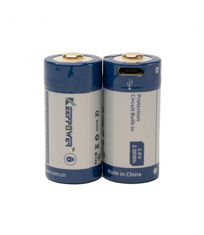 Keeppower akumulators RCR123A 3.6V 800mAh + USB P1680U (2 gab.)