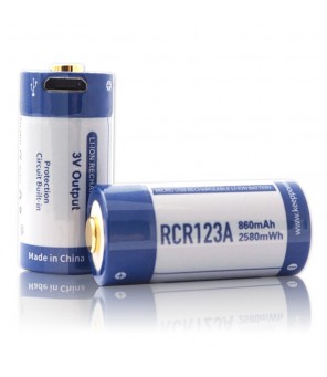 Keeppower akumulators RCR123A 3V 860mAh + USB (1 gab.)