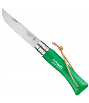 Карманный нож Opinel Trekking №7 с лезвием из нержавеющей стали и зеленой рукояткой