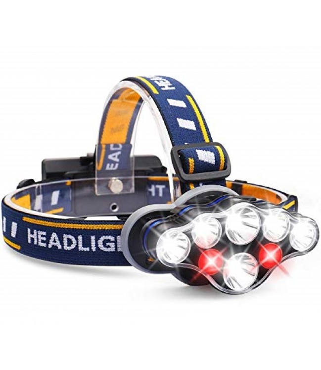 LED flashlight on the head 7 LEDs with red light