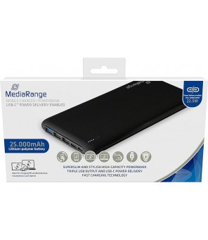 MediaRange ārējais akumulators USB 25 000 mAh MR754