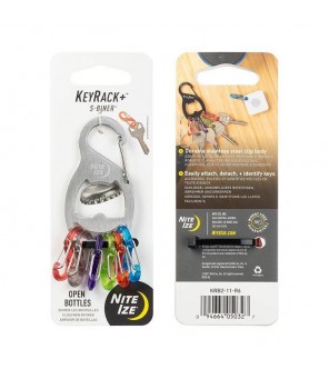Nite Ize — KeyRack+ S-Biner — Nerūsējošā tērauda atslēgu plaukts ar attaisāmo — KRB2-11-R6