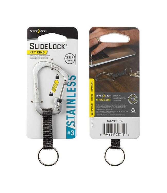Nite Ize Slidelock Key Ring 3 Stainless 3 carabiner CSLW3-11-R6