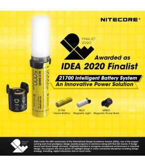 Nitecore viedā akumulatora NL2150HPi 21700 sistēma ar lukturīti un lādētāju