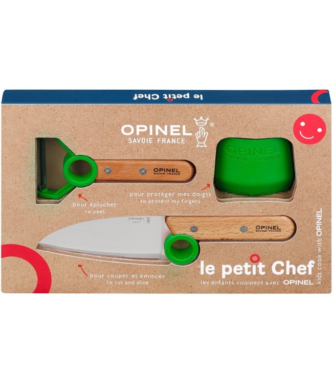 Opinel Le Petit Chef virtuves instrumentu komplekts bērniem, zaļš