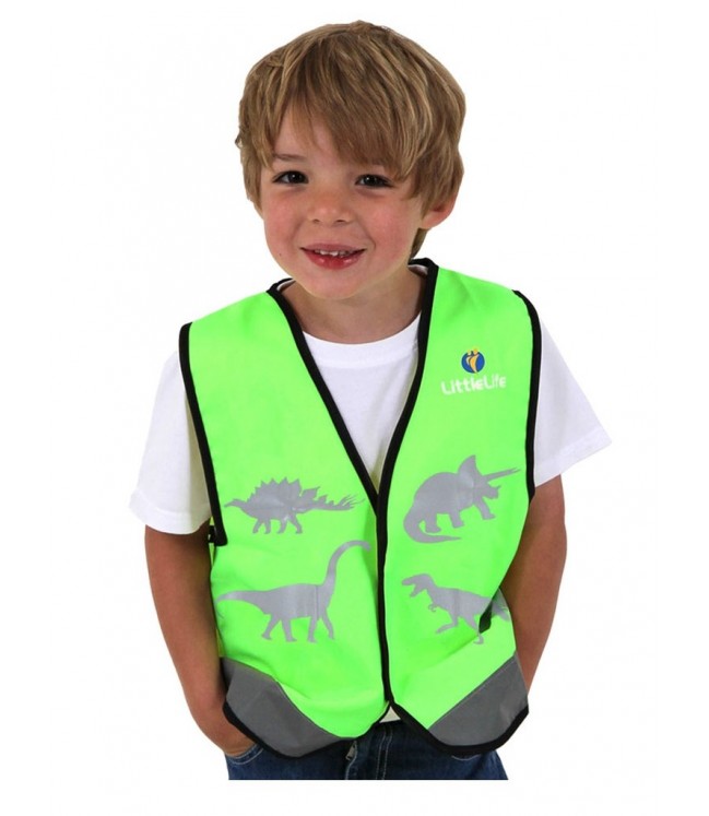 Детский светоотражающий жилет LittleLife Hi Vis Green Dinosaur - S