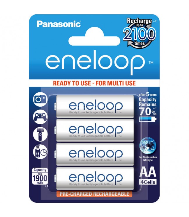 Panasonic Eneloop 1900mAh AA akumuliators, 4gab.
