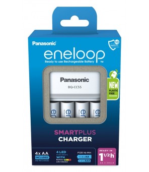Panasonic Eneloop BQ-CC55 lādētājs + 4 x R6/AA Eneloop 2000mAh BK-3MCDE