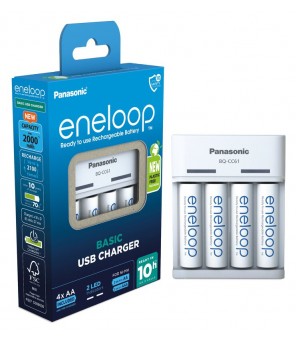 Panasonic Eneloop BQ-CC61 USB lādētājs + 4 x R6/AA Eneloop 2000mAh