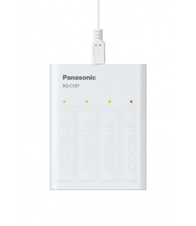Panasonic Eneloop BQ-CC87 lādētājs / ārējais akumulators + 4 x R6/AA Eneloop 2000mAh Ni-MH BK-3MCDE
