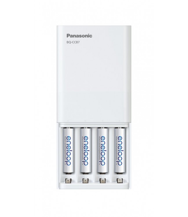 Panasonic Eneloop BQ-CC87 lādētājs / ārējais akumulators + 4 x R6/AA Eneloop 2000mAh Ni-MH BK-3MCDE