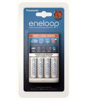 Panasonic Eneloop įkroviklis BQ-CC55 + 4vnt x R6 / AA Eneloop 2000mAh BK-3MCCE baterijas