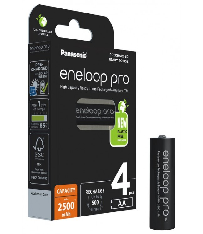 Panasonic Eneloop PRO 2500mAh AA battery, 4 pcs. BK-3HCDE/4BE