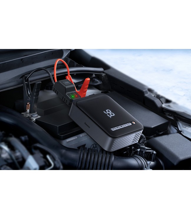 Powerbank / Starteris + kompresors 2in1 Baseus Super Energy Car Jump Starter, 8000mAh, 1000A USB (melns)