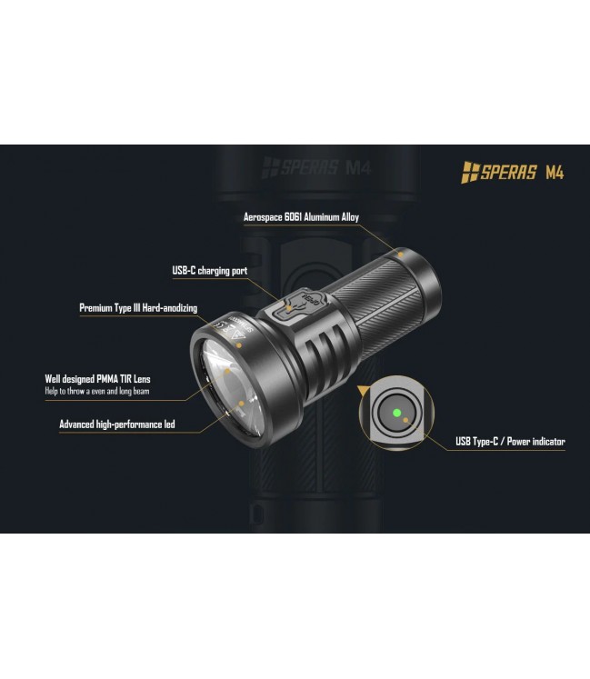 SPERAS M4 Mini Flashlight 1320lm 652m