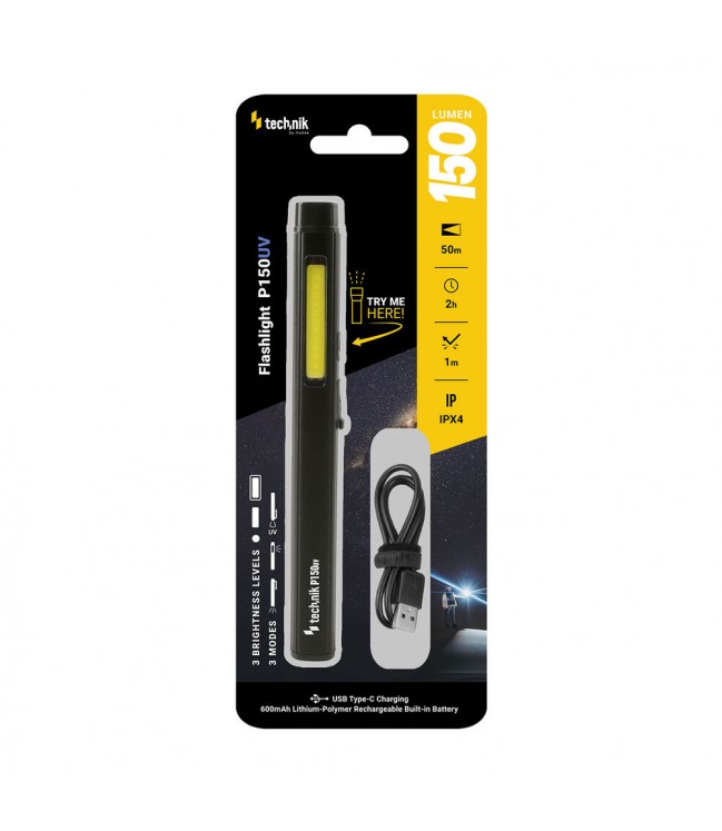 Technik P150UV zibspuldze LED+UV, USB-C (150 lūmeni)