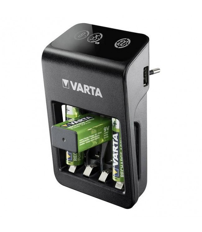 Universāls lādētājs Varta LCD Plug-Plus ar 4 AA 2100 mah baterijām 4 kanālu PP3 57687