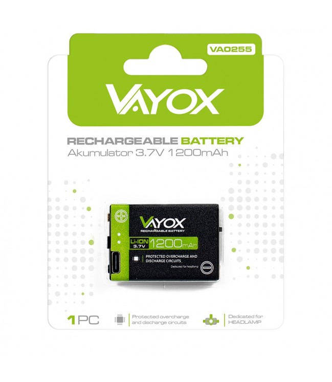 Vayox 3,7 V 1200 mAh akumulators lukturīšiem VA0255