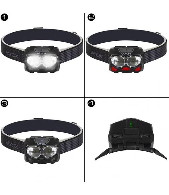 VAYOX rechargeable head lamp with motion detector 500lm VA0078