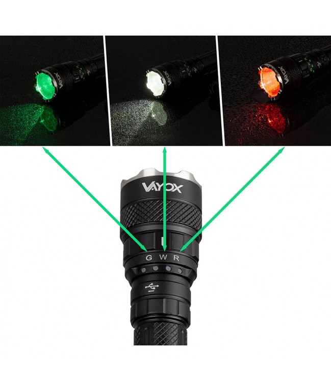 Vayox Pro Series 3 krāsu SST40 taktiskais lukturis 1500lm VA0099