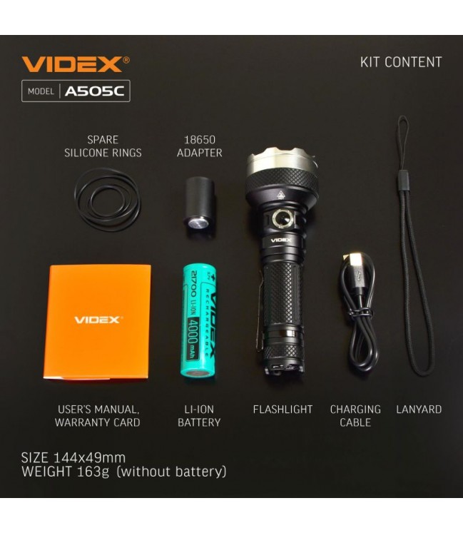 Фонарик VIDEX VLF-A505C 5500лм 5000К